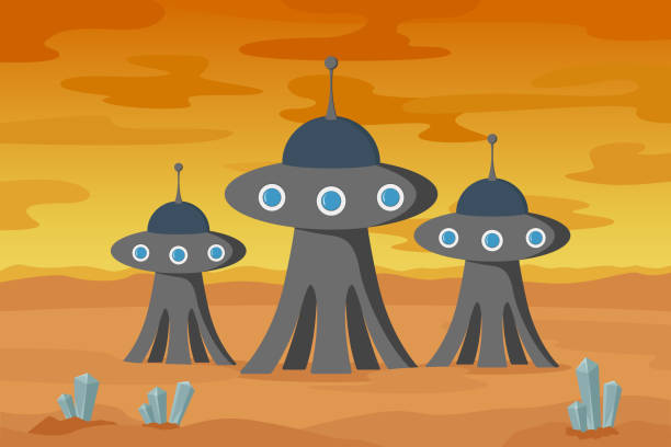 Alien Buildings On Planet Mars Vector Illustration Stock Illustration -  Download Image Now - iStock