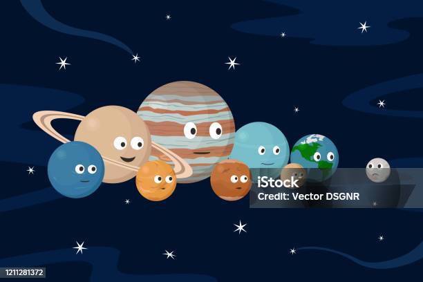 Pluto And Planets Of Solar System Cartoon Style Vector Illustration Stock  Illustration - Download Image Now - iStock