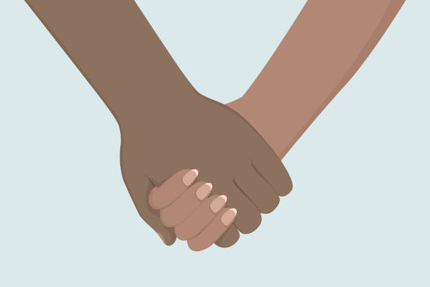 Holding Hands Of Africanamerican Man And Woman Cartoon Style Vector Stock  Illustration - Download Image Now - iStock