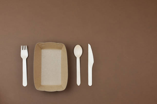 istock Zero waste, environmentally friendly, disposable, cardboard, paper tableware. Place for an inscription. 1211286961