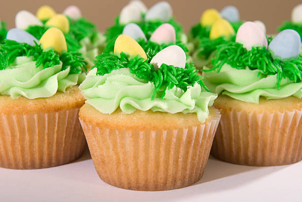 Many Easter Cupcakes stock photo