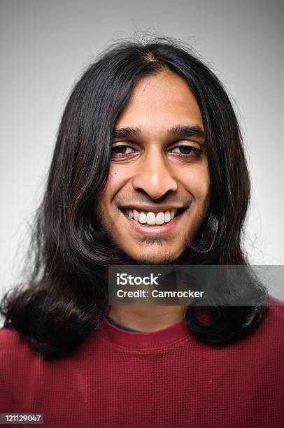 Smiling Long Haired Indian Man Portrait Stock Photo - Download Image Now -  20-29 Years, Adult, Adults Only - iStock