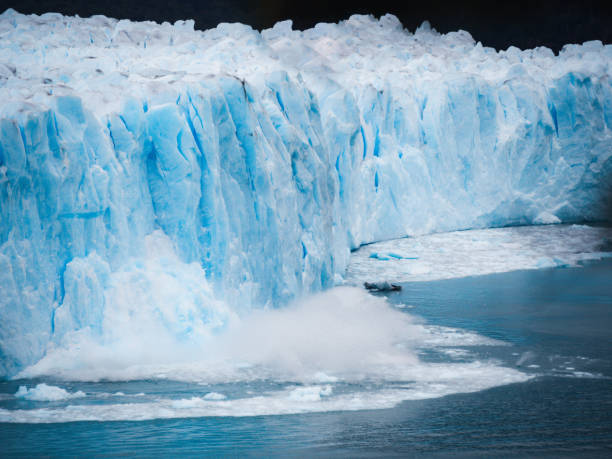 A giant piece of Ice breaks off the Perito Moreno Glacier in Patagonia, Argentina