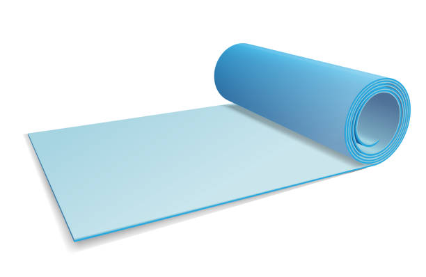 istock Blue yoga mat. Fitness equipment 1211298322