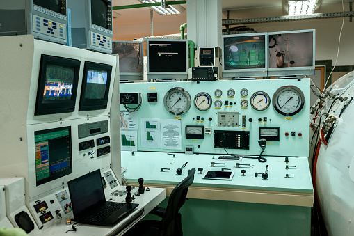 A control room of a hyperbaric chamber at HBOT clinic.