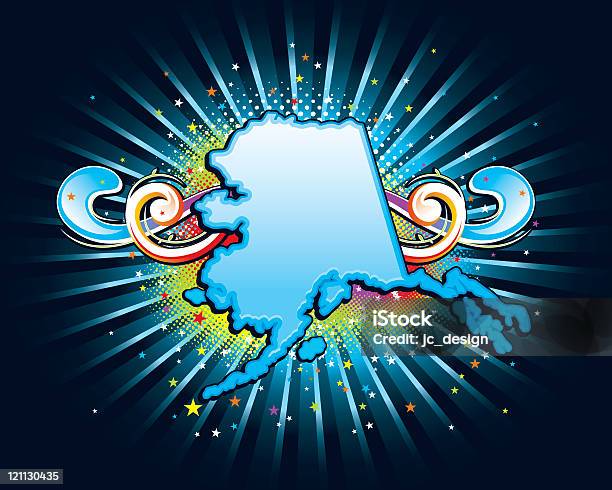 Ilustración de Serie Estados Unidos Estado De Alaska y más Vectores Libres de Derechos de Alaska - Estado de los EE. UU. - Alaska - Estado de los EE. UU., Azul, Brillante
