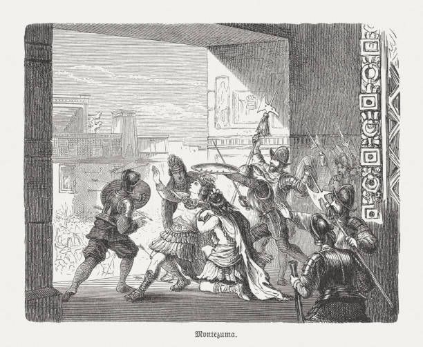 istock The wounding of the Moctezuma (1520), wood engraving, published 1888 1211306831