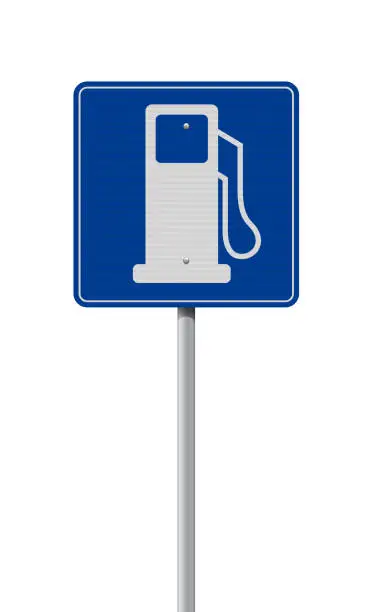 Vector illustration of Gas station road sign