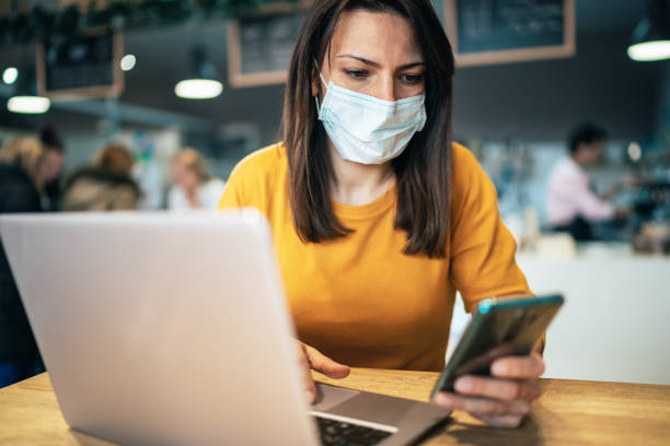 istock Woman with face protective mask 1211311812