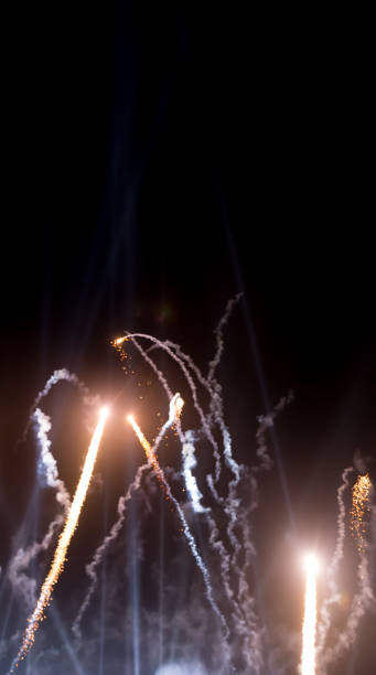 istock Colorful fireworks on the black sky background. 1211314241