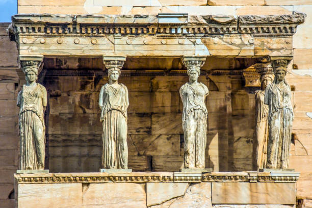 Beautiful landscape of the acropolis Caryatids Temple of athena