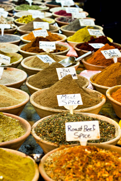 istock bazaar with spices. Spices stall in the Spice Market 1211317324