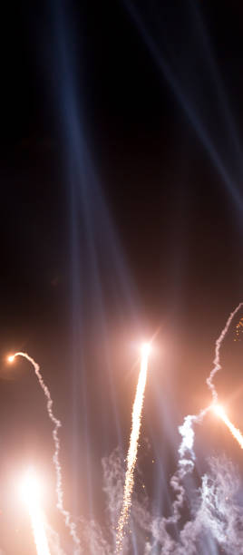 istock Colorful fireworks on the black sky background. 1211320101