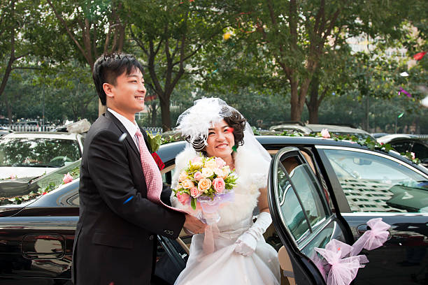 istock Wedding day, happy bride and groom, China 121132111