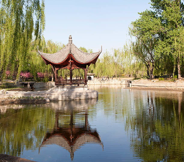 istock Chinese gardens scenery-- pavilion 121132248