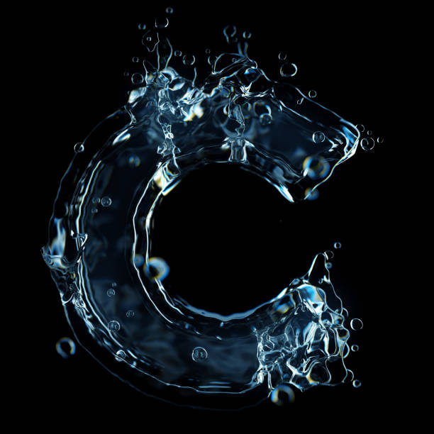 istock Liquid letter C water splash isolated on black background 1211324900