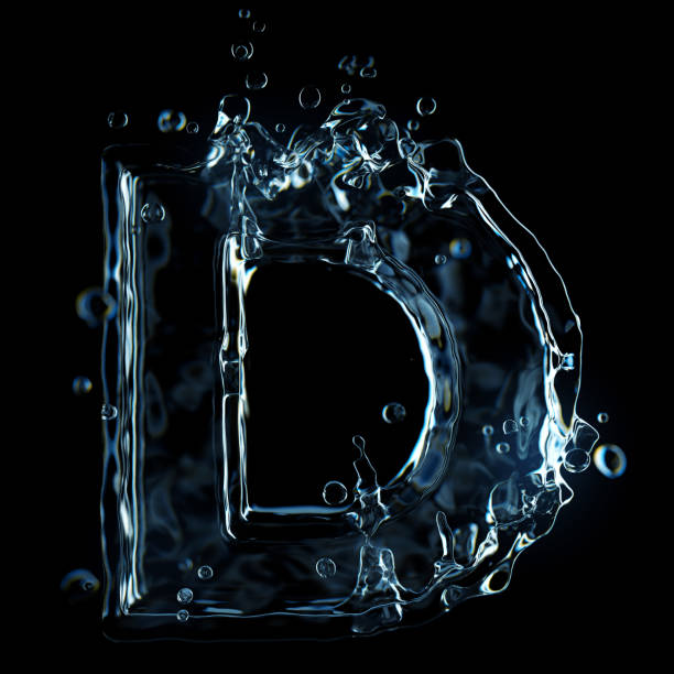 istock Liquid letter D water splash isolated on black background 1211324929