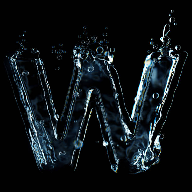 istock Liquid letter W water splash isolated on black background 1211325945