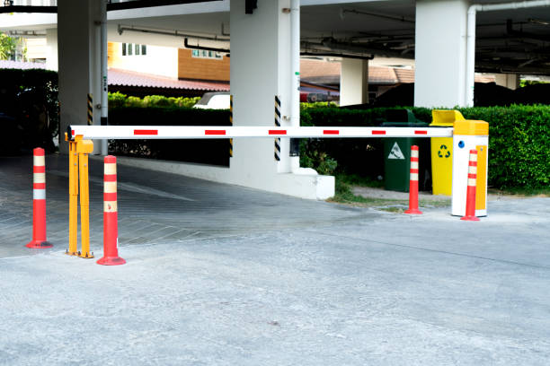 istock Security systems for building entrances and exits, automatic barrier gates 1211330844