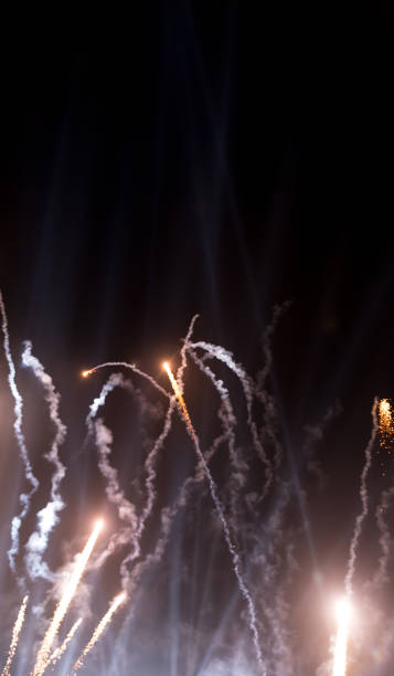 istock Colorful fireworks on the black sky background. 1211333823