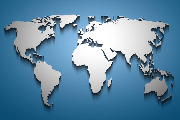 istock White World Map, continents of the planet with shadow - stock vector 1211333873