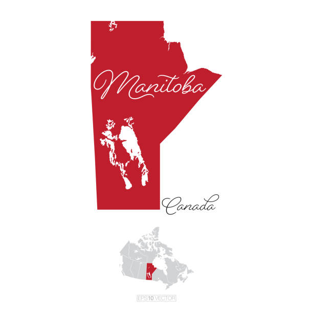 ilustraciones, imágenes clip art, dibujos animados e iconos de stock de ilustración del mapa vectorial de manitoba canadá - manitoba map canada outline