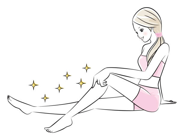 kobiece nogi wypadanie włosów. - beauty treatment obrazy stock illustrations