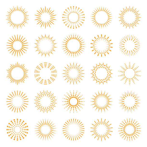 Geometric Sunburst Set Set of geometric sun rays. Vector design elements on a white background. sun borders stock illustrations