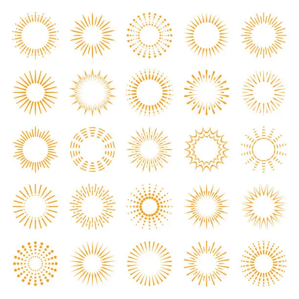 Vector illustration of Geometric Sunburst Set