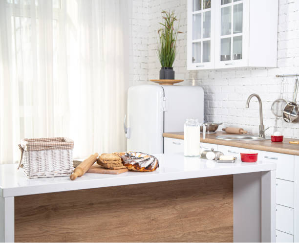 istock Home kitchen interior with fresh pastries on the table. 1211339713