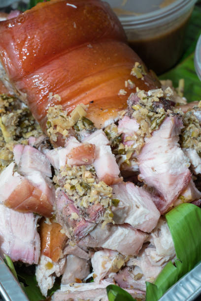 crispy rolled porky belly with liver sauce and vinegar