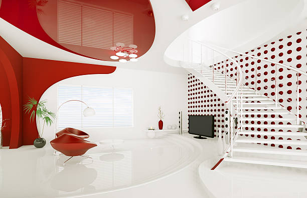 istock Modern interior design of living room 3d render 121134011