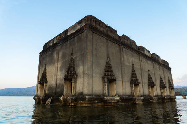 The Ancient floating temple (Underwater temple) The Ancient floating temple (Underwater temple). The landmark travel at Sangkhla Buri district, Kanchanaburi, The travel in western of Thailand. sangkhla stock pictures, royalty-free photos & images