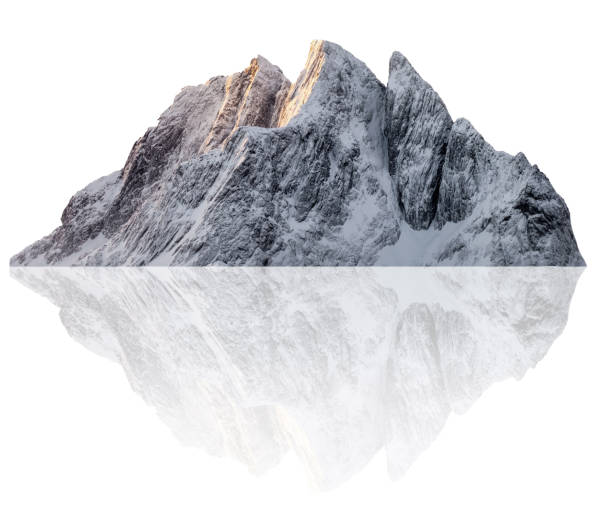 Snowy Sail peak mountain illustration in winter Snowy Segla peak mountain illustration in winter. Isolated on white background stone object stock pictures, royalty-free photos & images