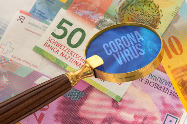 franco svizzero e coronavirus in svizzera - banconota del franco svizzero foto e immagini stock