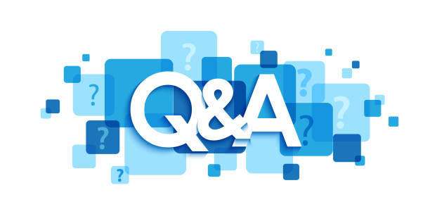 q&a blaues typografie-banner - antworten stock-grafiken, -clipart, -cartoons und -symbole