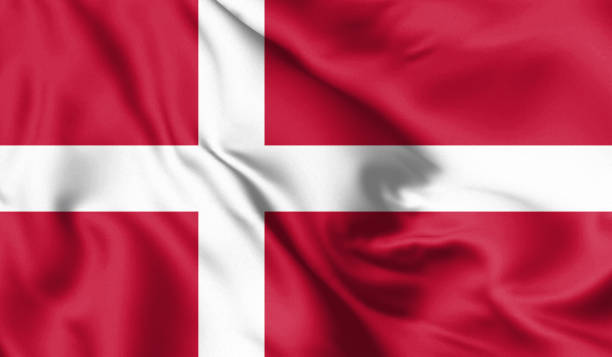 istock Denmark flag blowing in the wind. Background texture. 3d Illustration. 1211349842