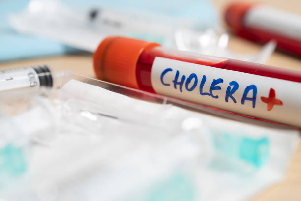 etiqueta de cólera en el tubo sanguíneo - cholera bacterium fotografías e imágenes de stock
