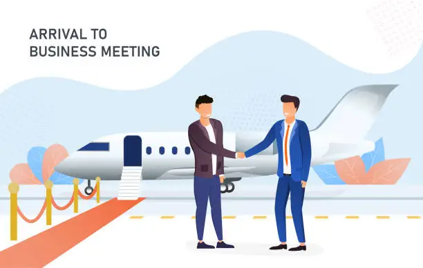 Vector illustration of Businessmen shaking hands in the airport