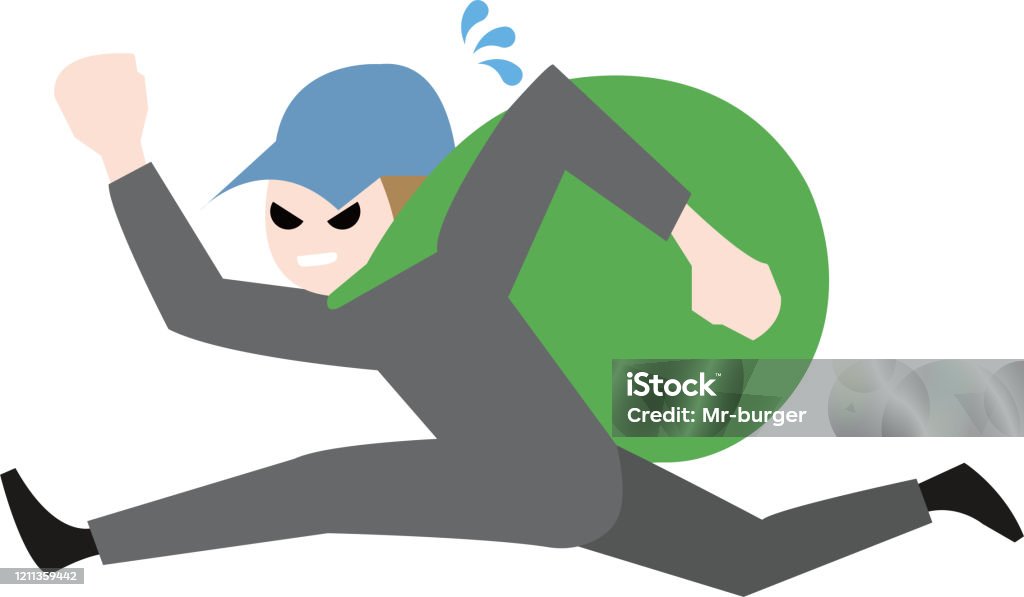 도둑은 필사적으로 도망 강도에 대한 스톡 벡터 아트 및 기타 이미지 - 강도, 기민, 남성 - iStock
