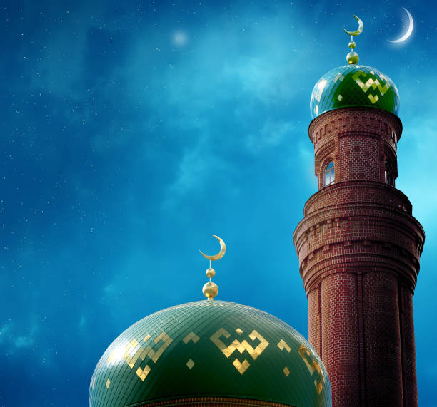 istock Ramadan Kareem background.Crescent moon at a top of a mosque 1211368337