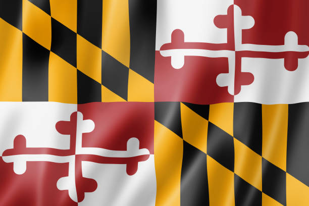 drapeau du maryland, etats-unis - maryland flag banner us state flag photos et images de collection