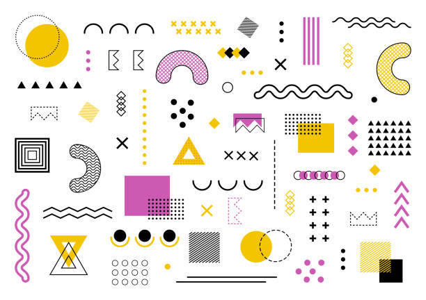 Vector abstract geometric background with geometric element shapes. Graphic minimal wallpaper texture with lines, circle. Hipster pattern with halftone dots. Geometry flat banner. vector design poster. Vector abstract geometric background with geometric element shapes. Graphic minimal wallpaper texture with lines, circle. Hipster pattern with halftone dots. Geometry flat banner. vector design poster constructivism stock illustrations