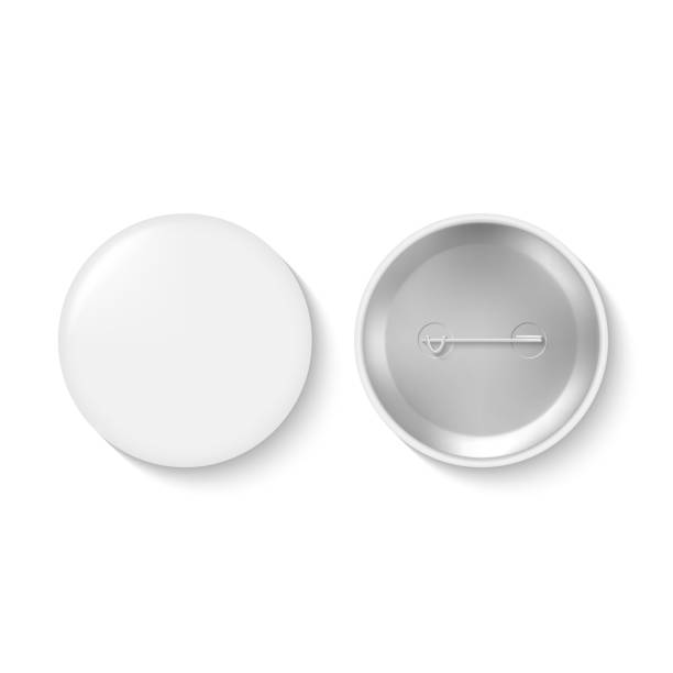 пустая кнопка пинбэка или белый круглый значок - значок кандидата stock illustrations