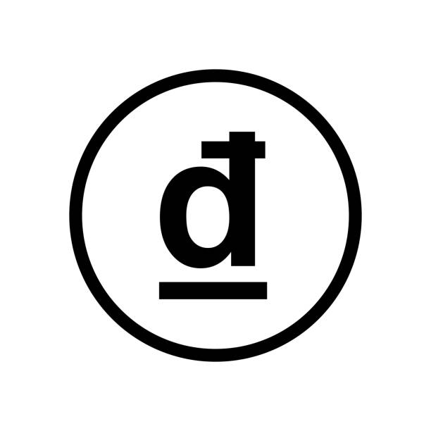 Vietnamese Dong coin monochrome black and white. Current currency symbol. dong stock illustrations