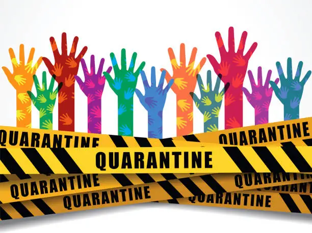 Vector illustration of Humans and Quarantine Banner