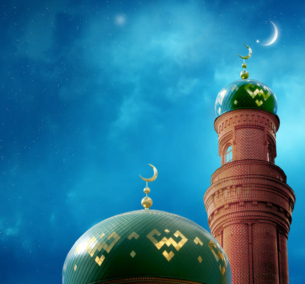 istock Ramadan Kareem background.Crescent moon at a top of a mosque 1211372424