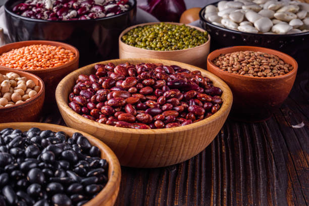 istock Fresh organic natural beans on wooden rustic background 1211372986