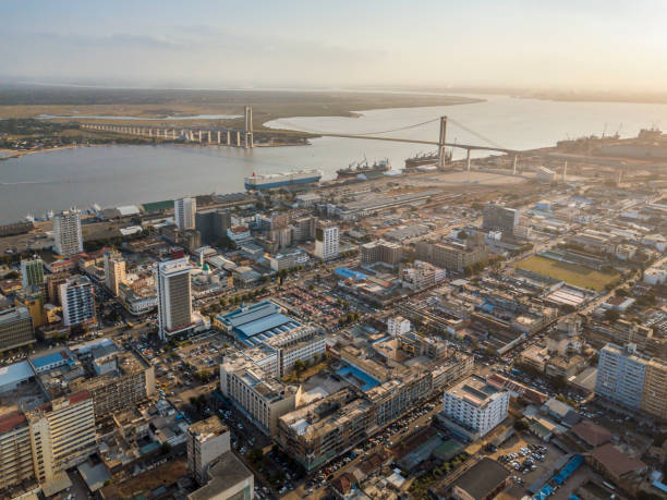 Aerial view of downtown of Maputo, capital city of Mozambique Aerial view of downtown of Maputo, growing capital city of Mozambique mozambique stock pictures, royalty-free photos & images