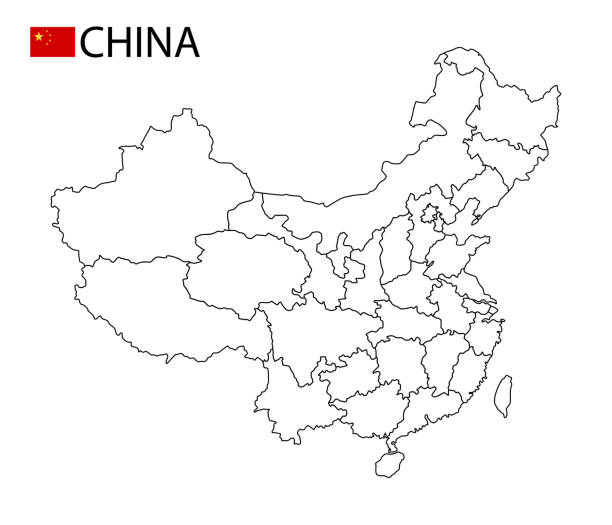 China Map Black And White Detailed Outline With Regions Of The China Map Black And White Detailed Outline With Regions Of The